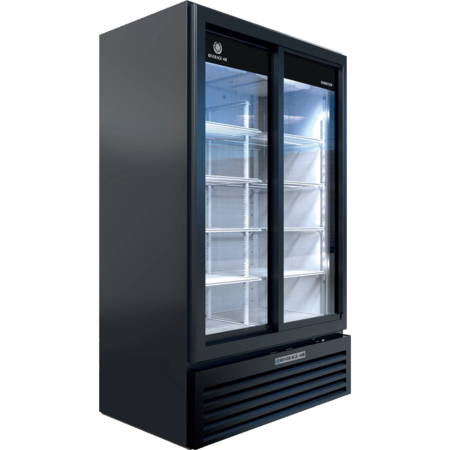 BEVERAGE-AIR Glass Door Merchandiser, Sliding Doors, 29.41 cu. ft. Capacity, Black MT49-1-SDB